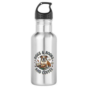 Honden Boeken Koffie Bulldog Stapel Beker_1 Waterfles