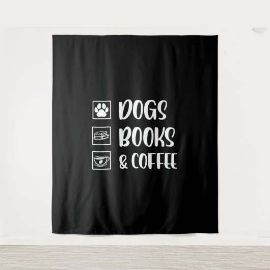 Honden boeken koffie grappige hond wandkleed (Voorkant)