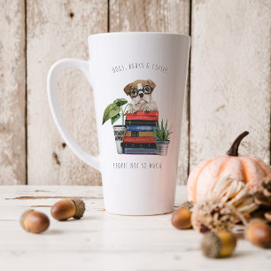 Honden, Boeken & Koffie Watercolor Illustratie Latte Mok