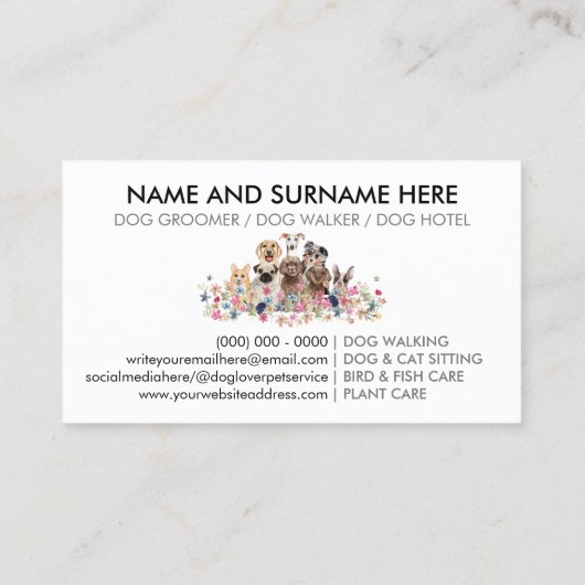 Honden Boho Chic Afspraak Visitekaartje (Achterkant)