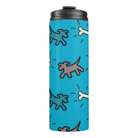 Honden Botten Graffiti Style Blue Thermal Trumbler Thermosbeker (Voorkant)