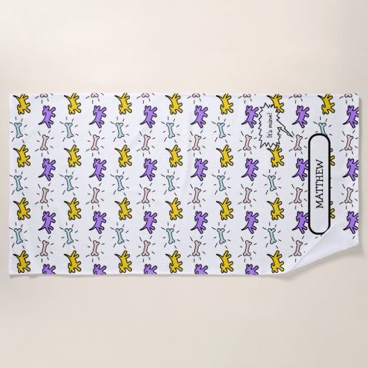 Honden Botten PY Graffiti Stijl Naam Strandlaken (Voorkant)