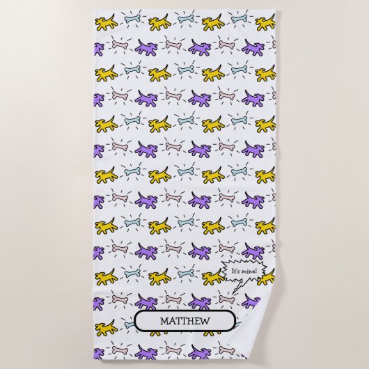 Honden Botten PY Graffiti Stijl Naam Strandlaken (Voorkant)