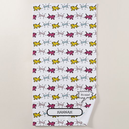 Honden Botten RY Graffiti Stijl Naam Strandlaken (Voorkant)