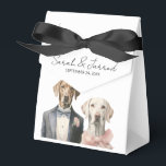 Honden bruid & bruidegom bruiloft bedankdoosjes<br><div class="desc">Glimmende illustratie van een bruidegom in een elegant pak en een bruids hond met een roze strik</div>