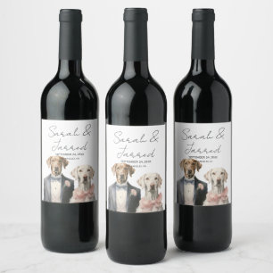 Honden bruid & bruidegom bruiloft wijn etiket