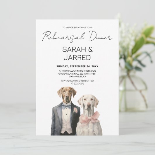 Honden bruid & bruidegom repetitie kaart (Staand voorkant)