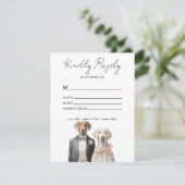 Honden bruid & bruidegom RSVP kaartje (Staand voorkant)