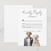 Honden bruid & bruidegom RSVP kaartje (Voorkant / Achterkant)