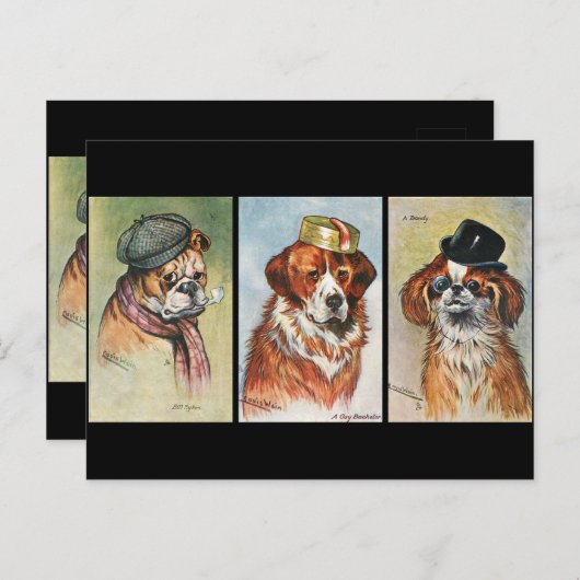 Honden, cartoon briefkaart (Voorkant / Achterkant)