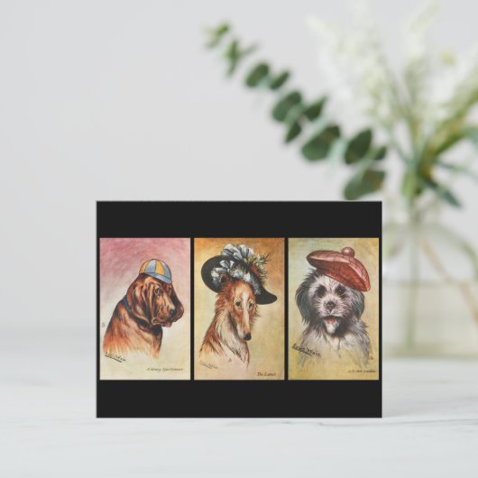 Honden, cartoon briefkaart (Staand voorkant)