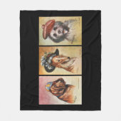 Honden, cartoondrieluik fleece deken (Voorkant)