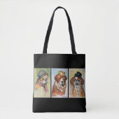 Honden, cartoondrieluik tote bag (Voorkant)