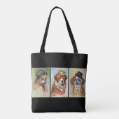 Honden, cartoondrieluik tote bag (Achterkant)
