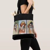 Honden, cartoondrieluik tote bag (Dichtbij)