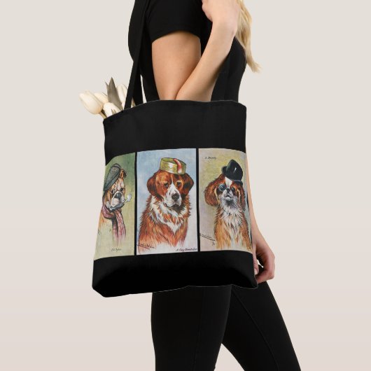 Honden, cartoondrieluik tote bag (Dichtbij)