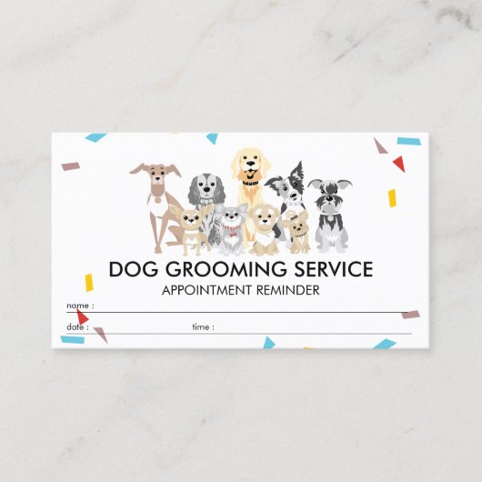 Honden Confetti afspraak herinnering Visitekaartje (Voorkant)