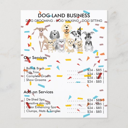 Honden confetti regenboog flyer (Voorkant)