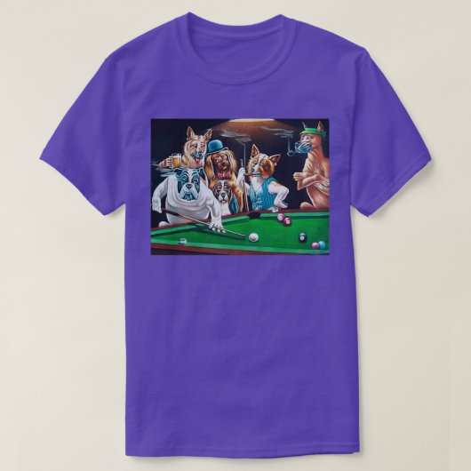 Honden die Billiards spelen Klassieke TShirt (Design voorkant)