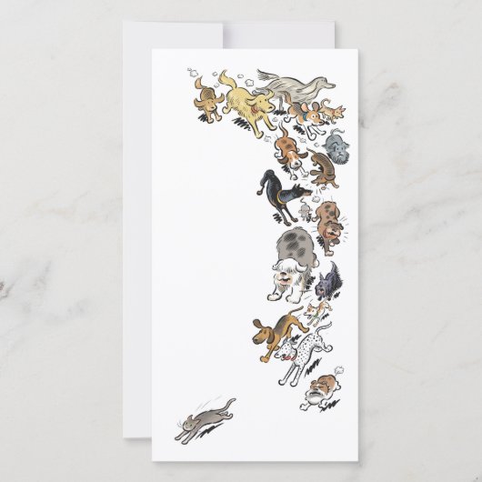 Honden die een kat achtervolgen bedankkaart (Voorkant)