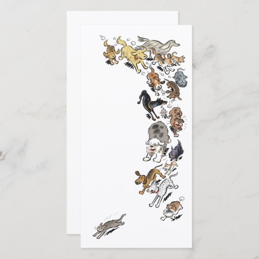 Honden die een kat achtervolgen bedankkaart (Voorkant / Achterkant)