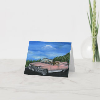 Honden die een retro auto besturen Notitiekaarten