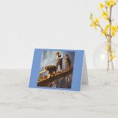 Honden die hoog staal werken kaart (Gele Bloem)