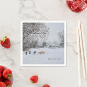 honden die in het sneeuwscand van het seizoensland servetten (Insitu)