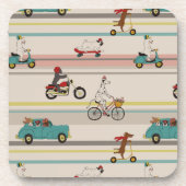 Honden die in Voertuigen Patroon bewegen Bier Onderzetter (Voorkant)