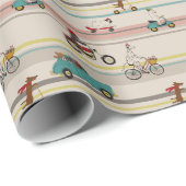 Honden die in Voertuigen Patroon bewegen Cadeaupapier (Rol Hoek)