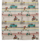 Honden die in Voertuigen Patroon bewegen Douchegordijn (Voorkant)