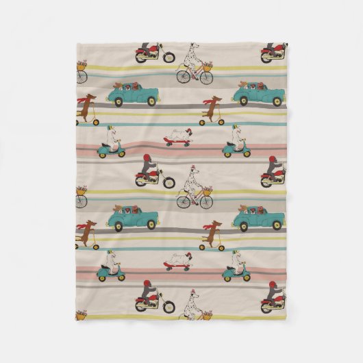 Honden die in Voertuigen Patroon bewegen Fleece Deken (Voorkant)