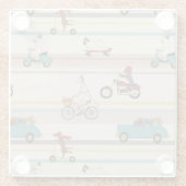 Honden die in Voertuigen Patroon bewegen Glazen Onderzetter (Achterkant)