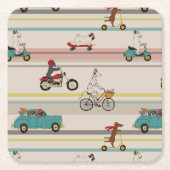 Honden die in Voertuigen Patroon bewegen Kartonnen Onderzetters (Voorkant)