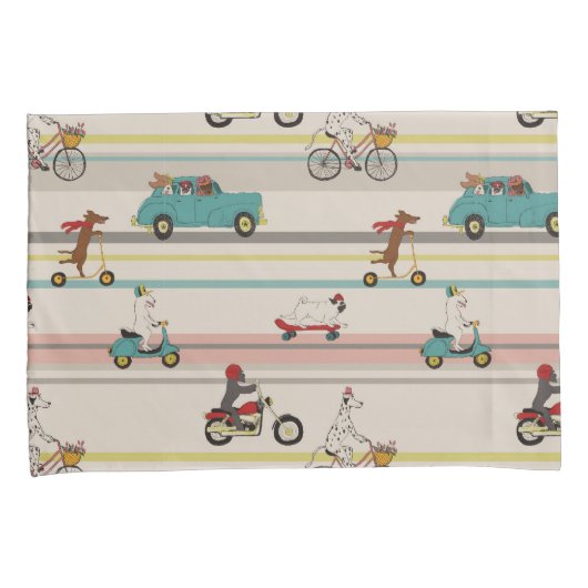 Honden die in Voertuigen Patroon bewegen Kussensloop (Voorkant-Rechts)