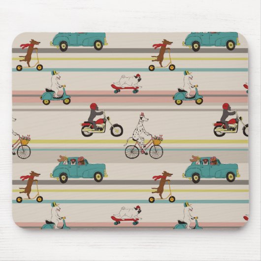 Honden die in Voertuigen Patroon bewegen Muismat (Voorkant)