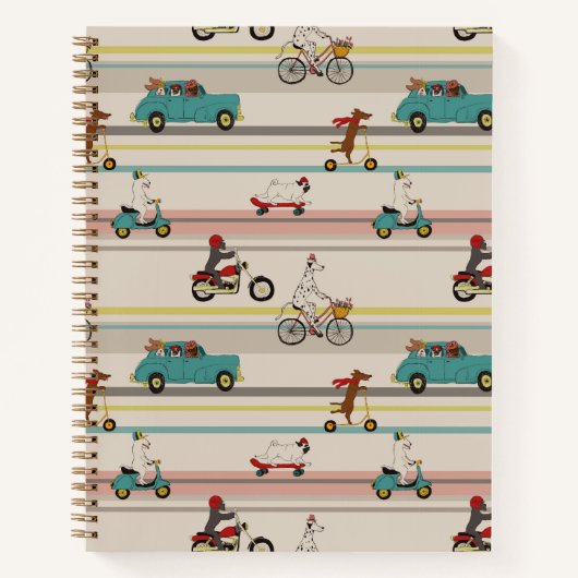 Honden die in Voertuigen Patroon bewegen Notitieboek (Voorkant)