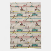 Honden die in Voertuigen Patroon bewegen Theedoek (Verticaal)