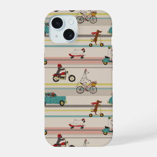 Honden die in voertuigen rijden patroon iPhone 15 case