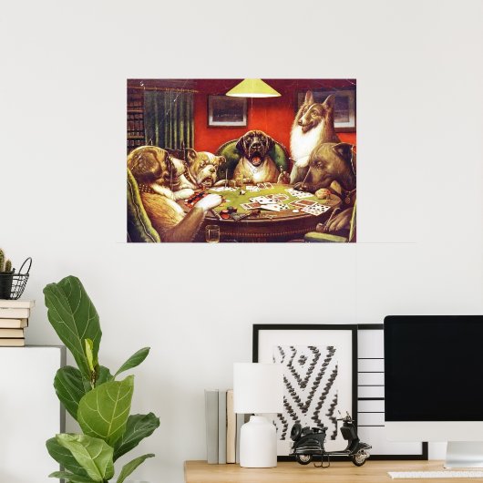 Honden die kaarten afspelen poster (Thuiskantoor)