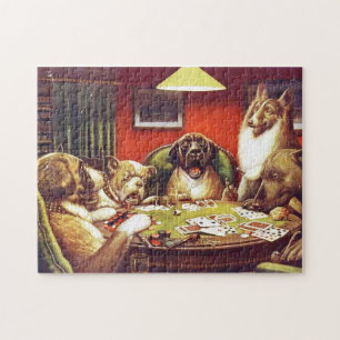 Honden die kaarten afspelen puzzel