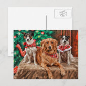 Honden die Kerstmis vieren Feestdagenkaart (Voorkant / Achterkant)