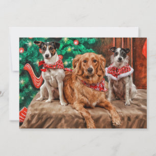 Honden die Kerstmis vieren Feestdagenkaart