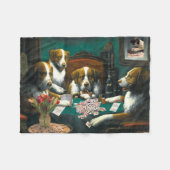 Honden die Mah Jongg Blanket spelen Fleece Deken (Voorkant (Horizontaal))