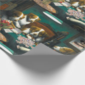 Honden die Mah Jongg-overlooppapier afspelen Cadeaupapier (Hoek)