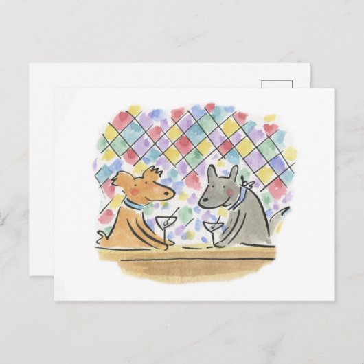 Honden die Martini's drink Briefkaart (Voorkant / Achterkant)