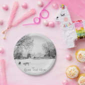 honden die monochroom op sneeuwscène spelen papieren bordje (Feest)