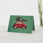 Honden die naar huis rijden met een retro kerstboo feestdagen kaart (Achterkant)