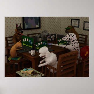 Honden die online poker spelen poster