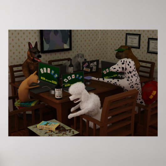Honden die online poker spelen poster (Voorkant)